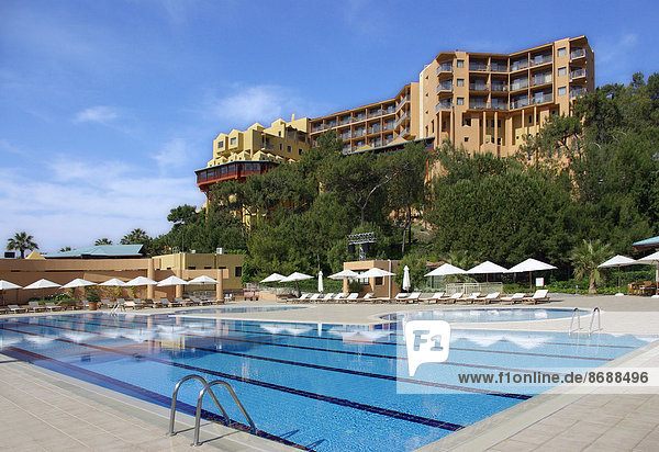 Swimming pool of a hotel  Mediterranean Sea  Southwestern Turkey