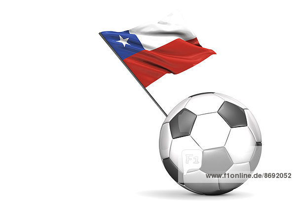Fußball mit Flagge von Chile  3d Rendering