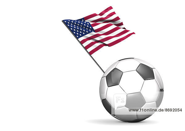 Fußball mit Flagge der USA  3D-Rendering
