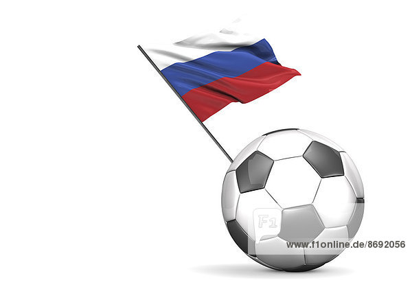 Fußball mit russischer Flagge  3D-Rendering