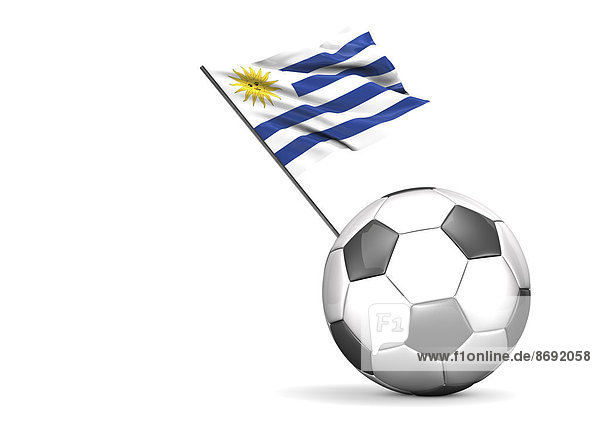 Fußball mit Flagge von Uruguay  3d Rendering
