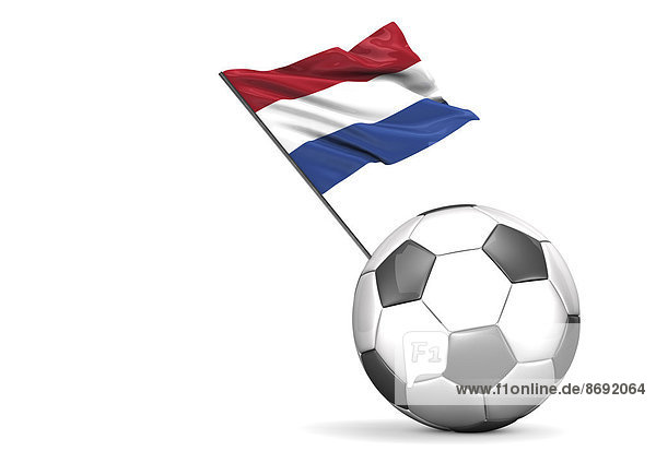 Fußball mit Flagge der Niederlande  3d Rendering