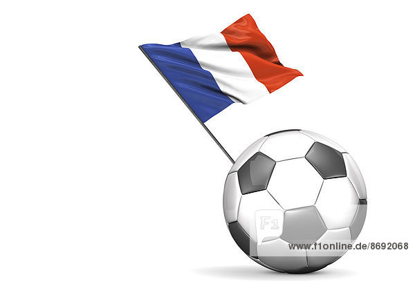 Fußball mit Fahne von Frankreich  3d Rendering