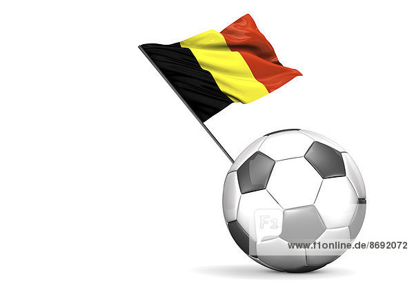 Fußball mit belgischer Flagge  3D-Rendering