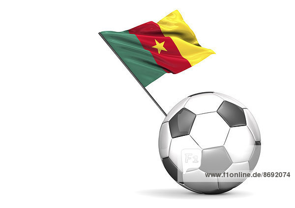 Fußball mit Flagge von Kamerun  3D-Rendering