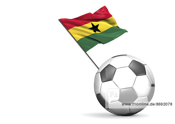Fußball mit Flagge von Ghana  3D-Rendering