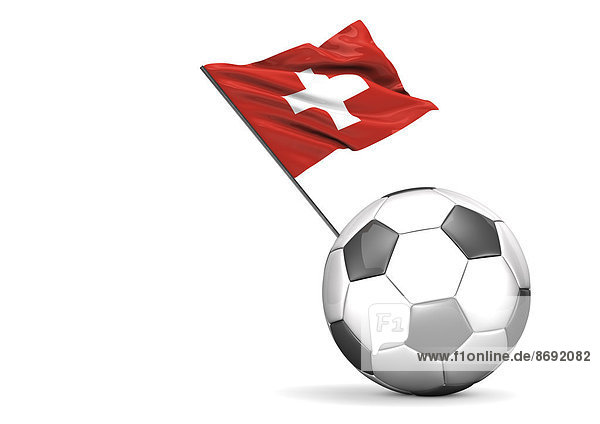 Fussball mit Schweizer Flagge  3D-Rendering