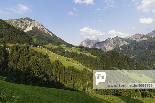 Österreich  Vorarlberg  Großes Walsertal  Blick von Fontanella  linker Berg Blasenka