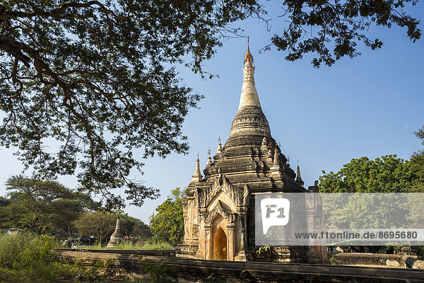 Temple stupa or pagoda in the temple complex of the Plateau of Bagan Mandalay Division Myanmar or Burma
