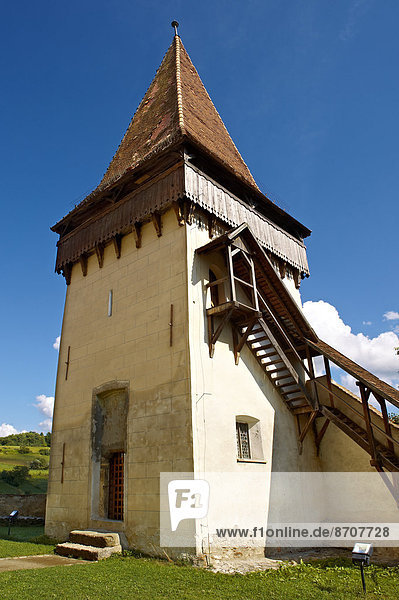 Wehrturm der sächsischen Kirchenburg von Biertan  Siebenbürgen  Rumänien