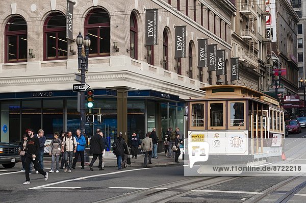 Cable car  Powell Street to Union Square  San Francisco  California  United States of America  North America