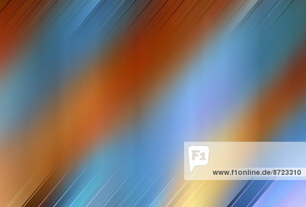 Verschwommenes abstraktes Hintergrundmuster aus blauen und orangenen Streifen