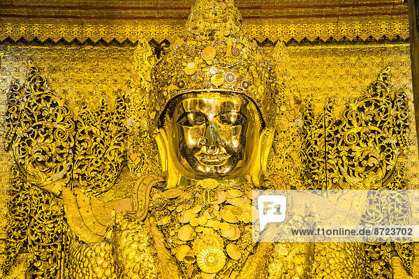 Golden seated Buddha Mahamuni Mandalay Mandalay Division Myanmar or Burma