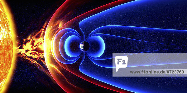 Magnetfeld der Erde als Schutz vor Sonneneruptionen und Sonnenwind