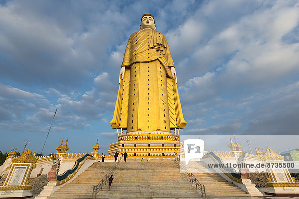 Stairs Lay Kyun Sakkya standing Buddha statue Maha Bodhi Ta Htaung Monywa Sagaing Region Myanmar