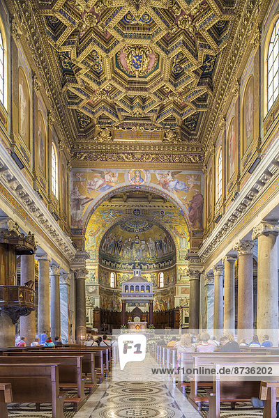 Interior view  Basilica of Santa Maria in Trastevere  Rome  Lazio  Italy