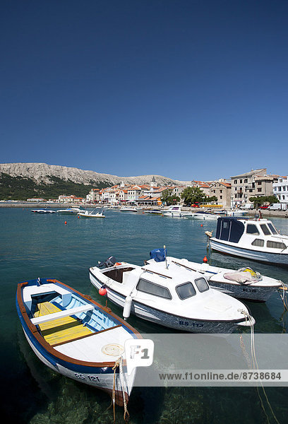 Townscape  fishing boats in the harbour  Ba?ka  Kvarner Gulf  Krk Island  Croatia