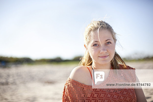 Close-up Portrait of Young Woman on Beach  Palm Beach Gardens  Palm Beach County  Florida  USA