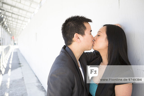 Portrait of Couple Kissing  Toronto  Ontario  Canada