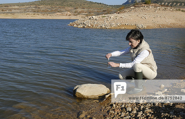 Wasser  nehmen  Wissenschaftler  See  Ansicht  Seitenansicht