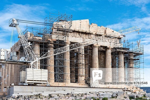Athen  Hauptstadt  verstecken  Fassade  Gerüst  reparieren  multitasking  Griechenland  Parthenon