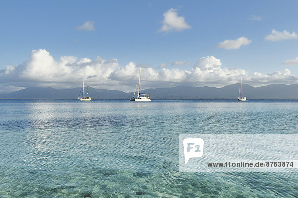 Boats  crystal clear water  Cayos Los Grullos island  San Blas Islands  Panama