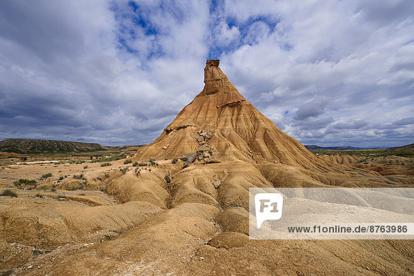 Castildetierra or Castil de Tierra rock formation Bardenas Reales Natural Park biosphere reserve Navarre Spain