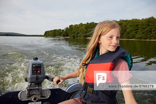 Teenage girl on boat  Skane  Sweden