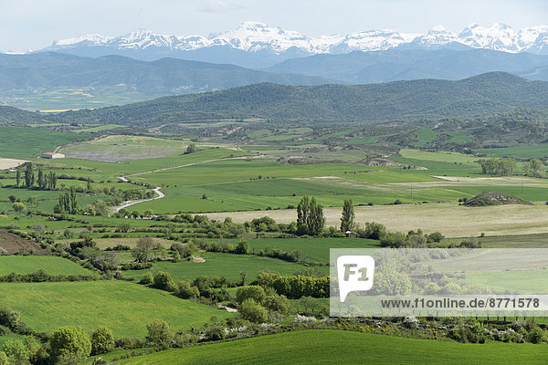 Spanien Felder und Pyrenäen