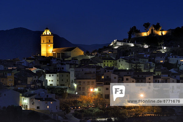 Village of Polop at night  Province of Alicante  Spain