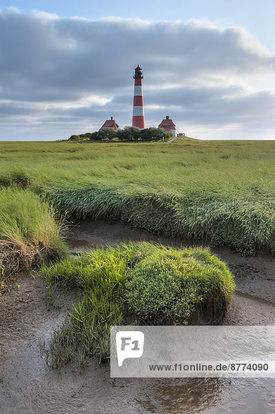 Germany  Schleswig-Holstein  North Sea Coast  View of Westerheversand Lighthouse