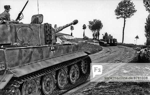 WW II  historical  war  world war  second world war  operation Overlord  Overlord  invasion  Two  armoured chariots  VI tigers  August  1944  German  Nazi  National Socialist  Normandy  France  Europe