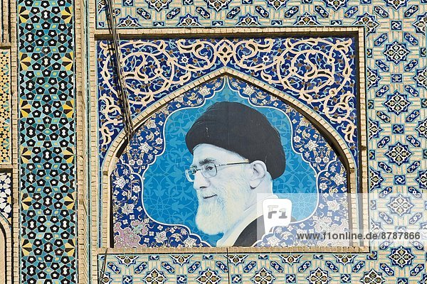 Iran  Isfahan  old friday mosque  Ali Khamenei painting                                                                                                                                                 