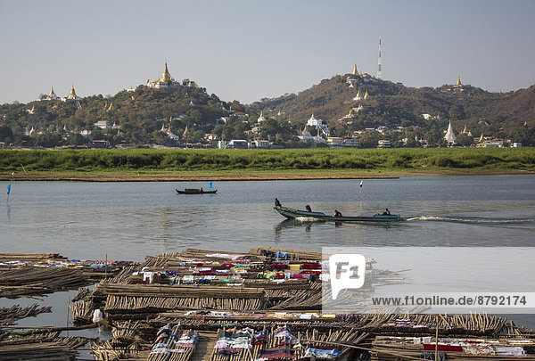 Mandalay  Myanmar  Burma  Asia  Sagaing  architecture  boat  boats  city  cloths  colourful  drying  stupas  famous  golden  hill  pagodas  religion  river  skyline  teka  touristic  travel  wood  Ayeyardady