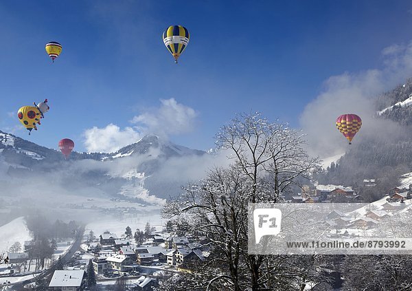 Europe  Switzerland  Vaud Canton  Chateau d'Oex city  Hot Air Balloon International Festival                                                                                                            