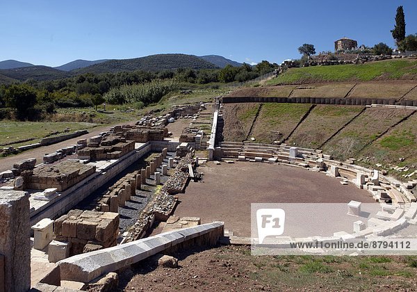 Europe  Greece  Peloponnese  Messinia  Ithomi village  Antique Messinia   theater  ruins                                                                                                                