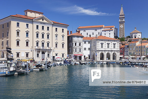 Fischereihafen Fischerhafen Stadt Kathedrale Istrien alt Piran Slowenien