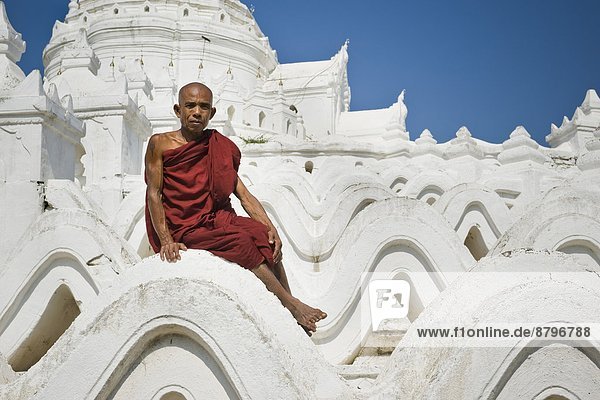 Myanmar  Mandalay  Mingun  Hsinbyume or Myatheindan Paya  monk                                                                                                                                          
