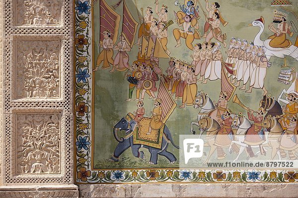 Eingang Festung Wandbild Hinduismus Jodhpur Rajasthan