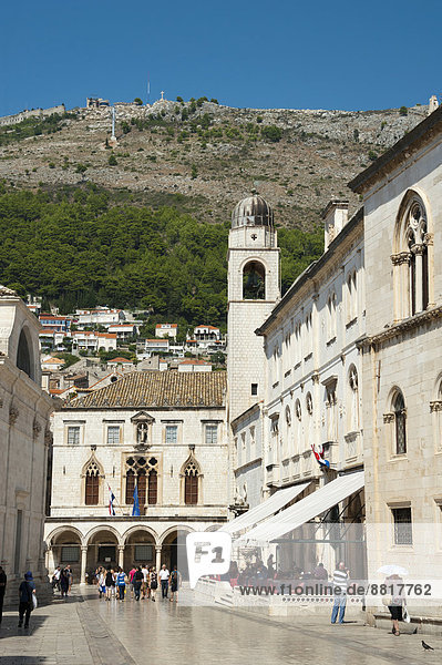 Uhrturm und Sponza-Palast  Altstadt  Dubrovnik  Dalmatien  Kroatien