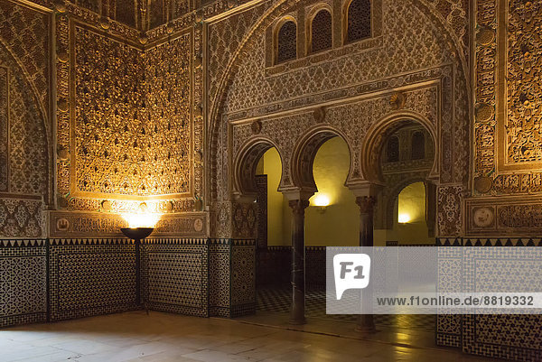 Salon der Botschafter im Alcázar von Sevilla  Andalusien  Spanien