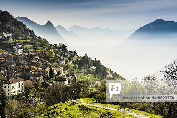 Village of Brè  Monte Brè  Lugano  Lake Lugano  Lago di Lugano  Canton Ticino  Switzerland