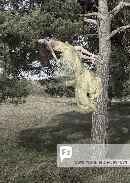 Froettmaning Heath junge Frau auf einem Ast liegend