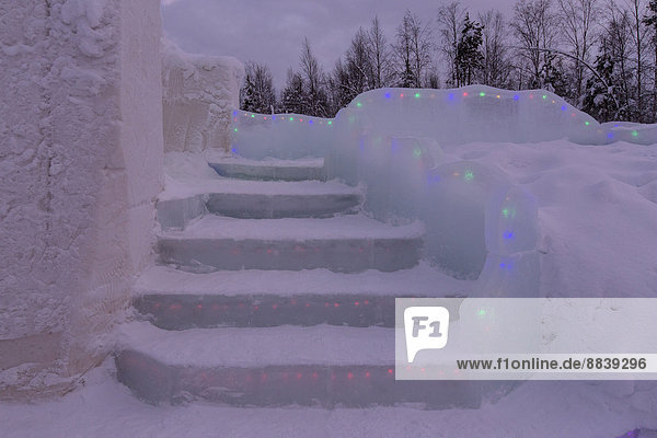 Stairs made of ice  Ice Hotel or Snow Hotel  Sinettä  Lapland  Finland