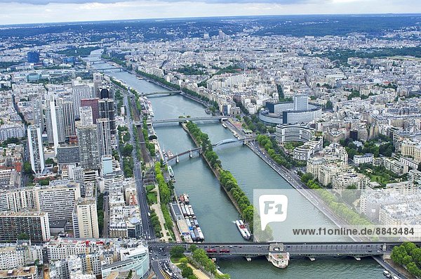 Aerial view of Paris city from Eiffel Tower  Paris  France.