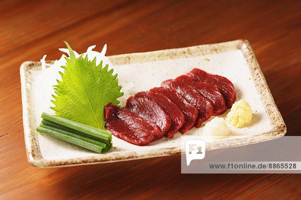 Japanese style raw horse meat