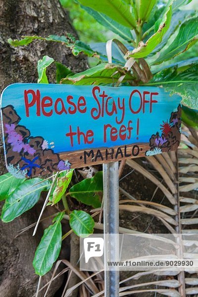 Handbemalter Warnhinweis  Kaua'i  Hawaii  USA