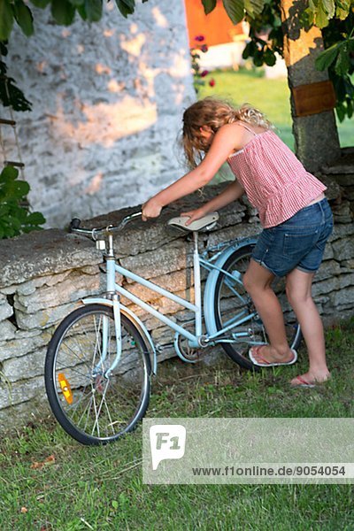 Girl with bicycle  Oland  Sweden