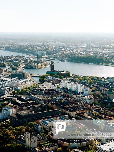 Stockholm  Hauptstadt  Halle  Großstadt  Ansicht  Luftbild  Fernsehantenne  Schweden