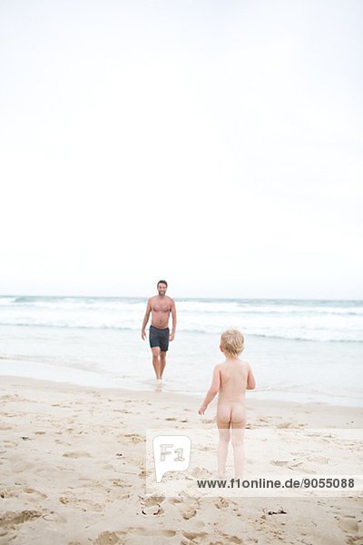 Strand  Menschlicher Vater  Nebel  Australien